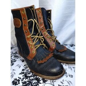 Justin Boots Vintage Women's Lace Up‎ Western Midcalf Boots Size 6 C